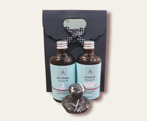 De-stress and Unwind Massage Oil Gift Set with Marble Massager