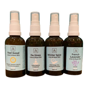 Feel Good, De-stress Lavender and Winter Spice Linen and Room Mist Set