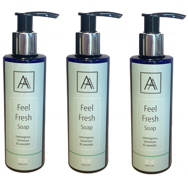 3 x 150ml Feel Fresh anti-bacterial Hand, Face and Body Soap