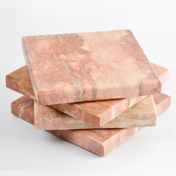 Pink Onyx Marble Coasters set of 4