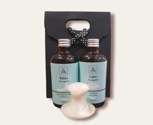 Relax and Calm Massage Oil Gift Set with Marble Massager