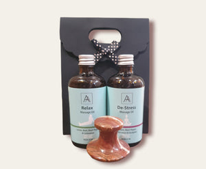 De-Stress and Relax Massage Oil Gift Set with Marble Massager